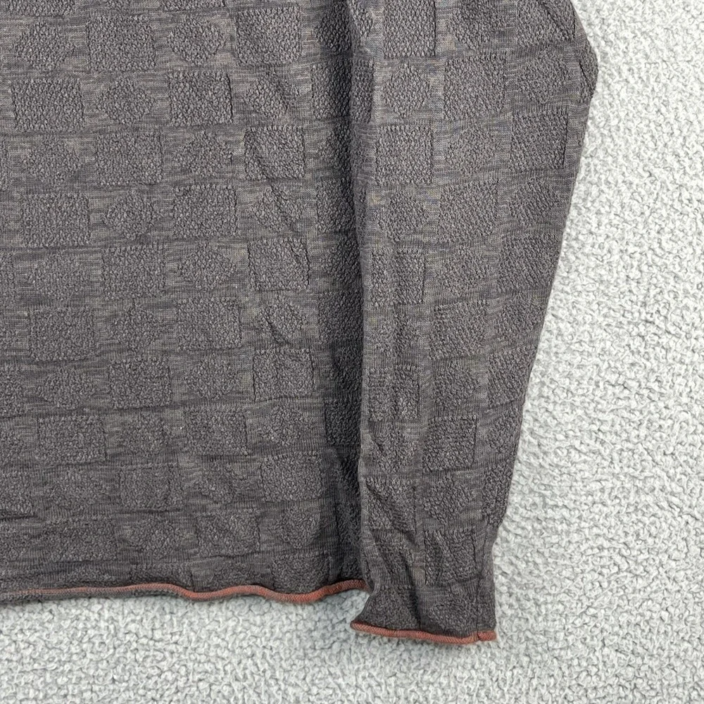 Carbon 2 Cobalt Sweater Mens L Pullover V Neck Thermal‎ Check Textured Knit Grey